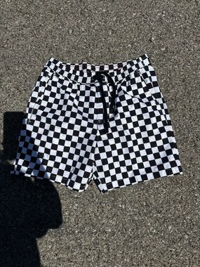 Vans Black and White Checkerboard Athletic Shorts